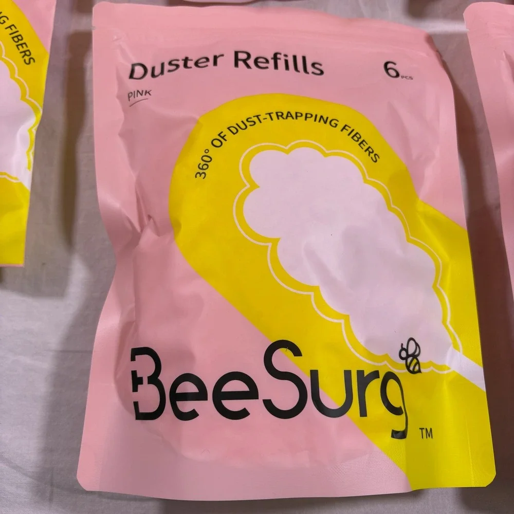 BeeSurg‎ Pink Duster Refills Starter Kit Extended Handle 6 Pcs Dust Replacements
